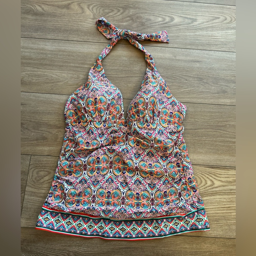 CHAPS Boho Paisley Halter Tankini Swim Top size S??